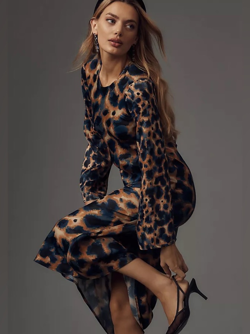 Anthropologie Conditions Apply Leopard Print Midi Dress XXS Petite NWOT